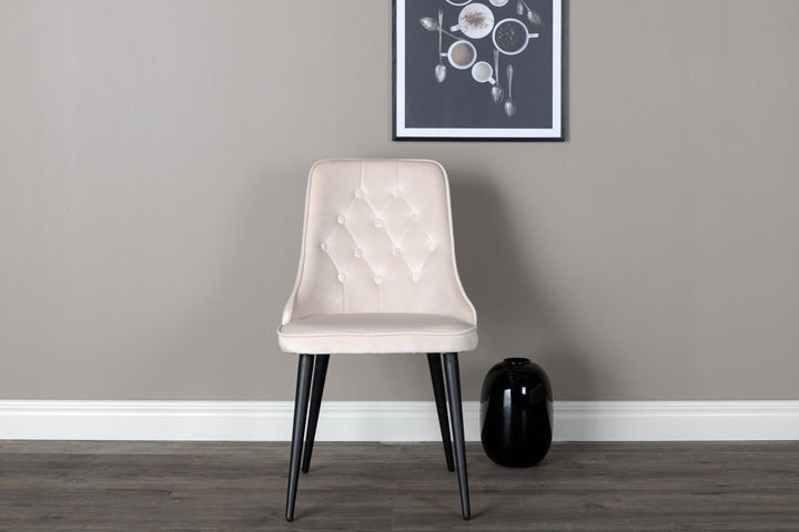 Venture Home Velvet Deluxe Dining Chair 2-pack - Black Legs / Beige Velvet