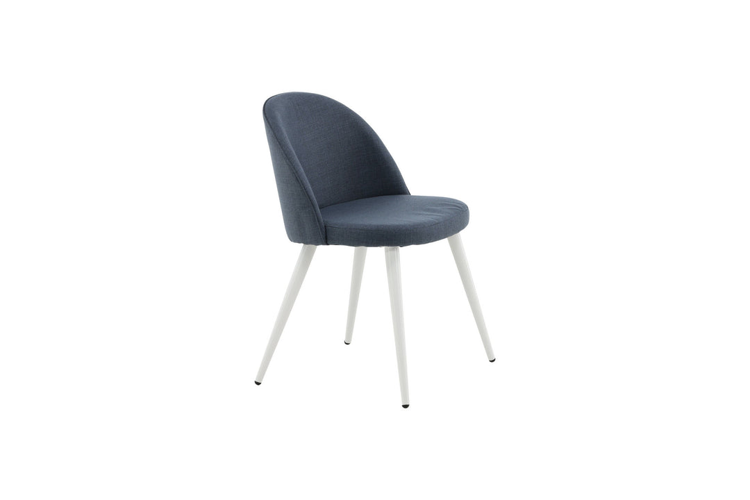 Venture Home Velvet Dining Chair 2-pack - White Legs - Blue Fabric