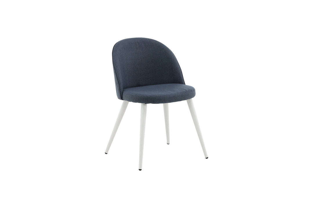 Venture Home Velvet Dining Chair 2-pack - White Legs - Blue Fabric