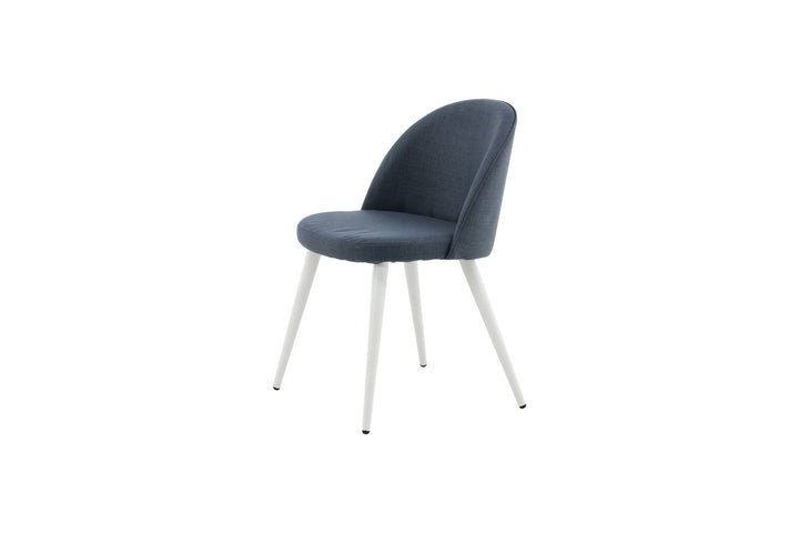 Venture Home Velvet Dining Chair 2-pack - White Legs - Blue Fabric