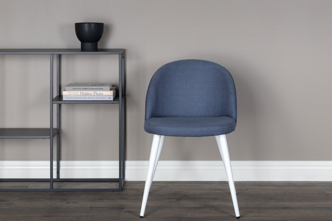 Venture Home Velvet Dining Chair 2-pack - White Legs - Blue Fabric