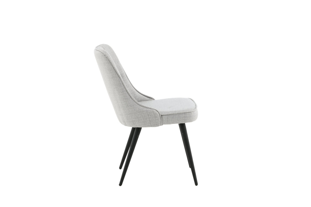 Venture Home Velvet Deluxe Dining Chair 2-pack - Black Legs - Light Grey Fabric