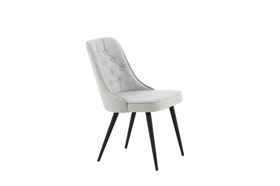 Venture Home Velvet Deluxe Dining Chair 2-pack - Black Legs - Light Grey Fabric