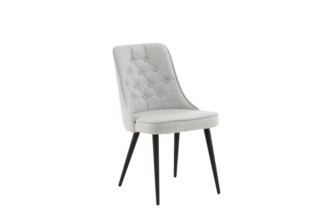 Venture Home Velvet Deluxe Dining Chair 2-pack - Black Legs - Light Grey Fabric