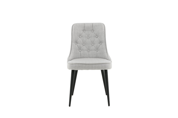 Venture Home Velvet Deluxe Dining Chair 2-pack - Black Legs - Light Grey Fabric