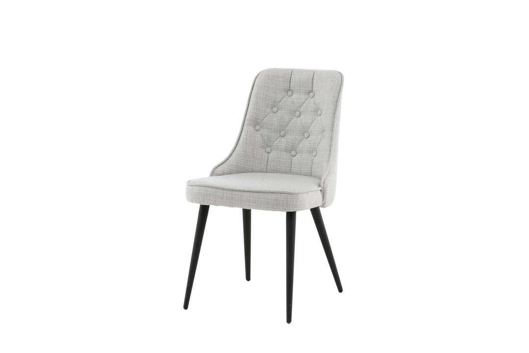 Venture Home Velvet Deluxe Dining Chair 2-pack - Black Legs - Light Grey Fabric