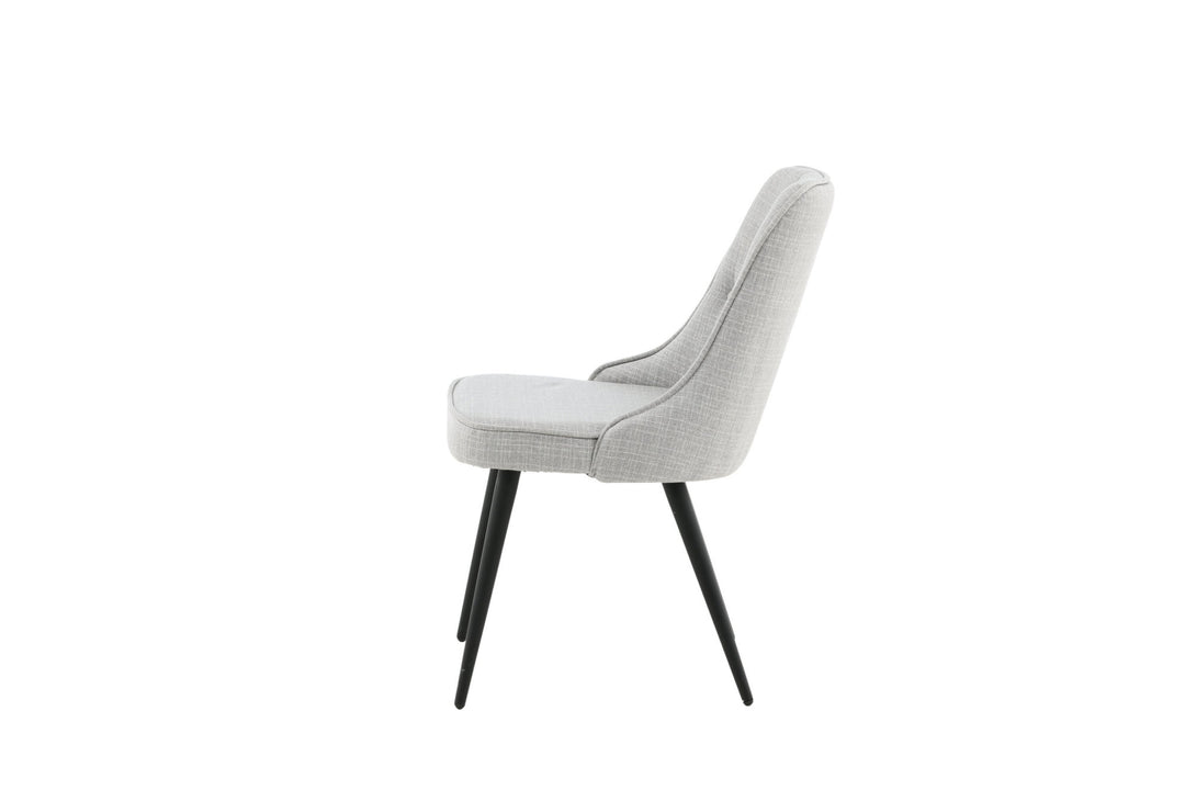 Venture Home Velvet Deluxe Dining Chair 2-pack - Black Legs - Light Grey Fabric