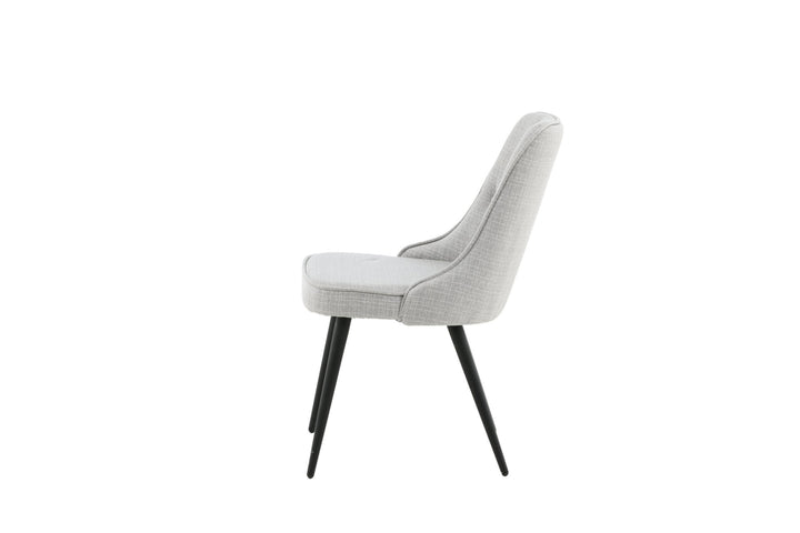 Venture Home Velvet Deluxe Dining Chair 2-pack - Black Legs - Light Grey Fabric