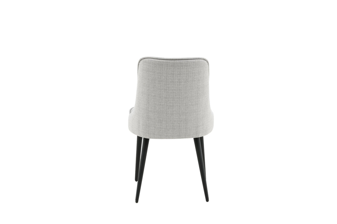 Venture Home Velvet Deluxe Dining Chair 2-pack - Black Legs - Light Grey Fabric