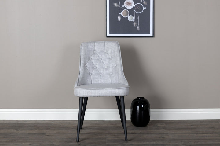 Venture Home Velvet Deluxe Dining Chair 2-pack - Black Legs - Light Grey Fabric