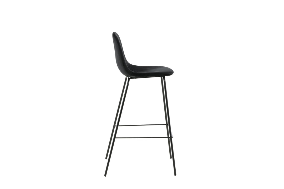 Venture Home Polar Bar Chair 2-pack - Black Velvet - Black Legs