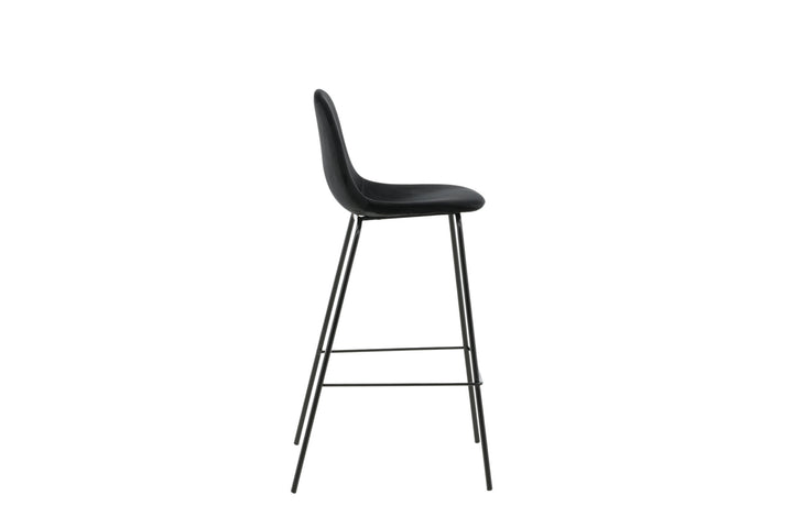 Venture Home Polar Bar Chair 2-pack - Black Velvet - Black Legs