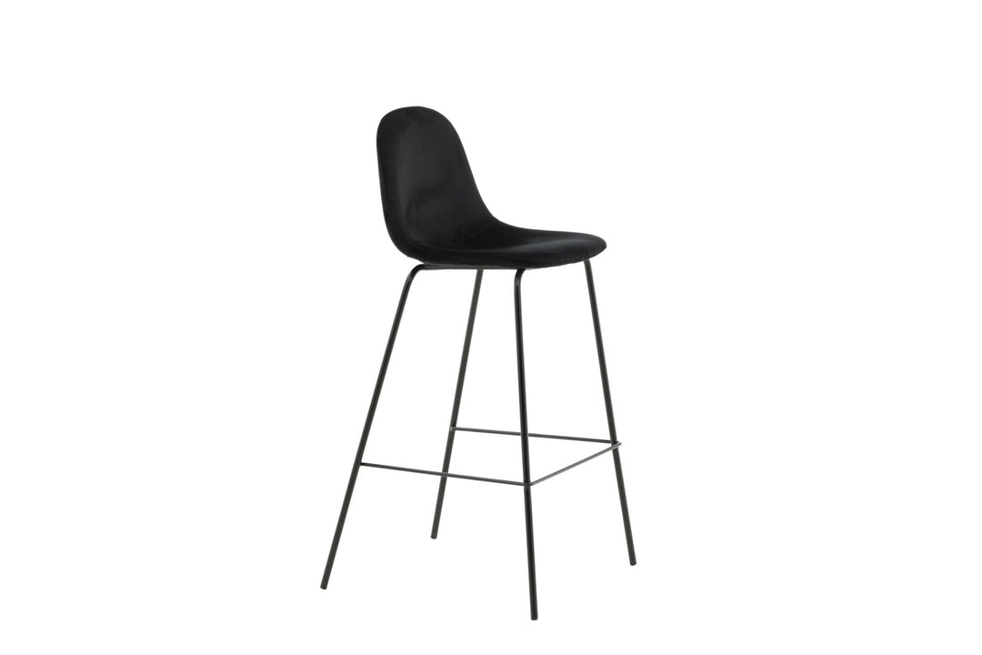 Venture Home Polar Bar Chair 2-pack - Black Velvet - Black Legs