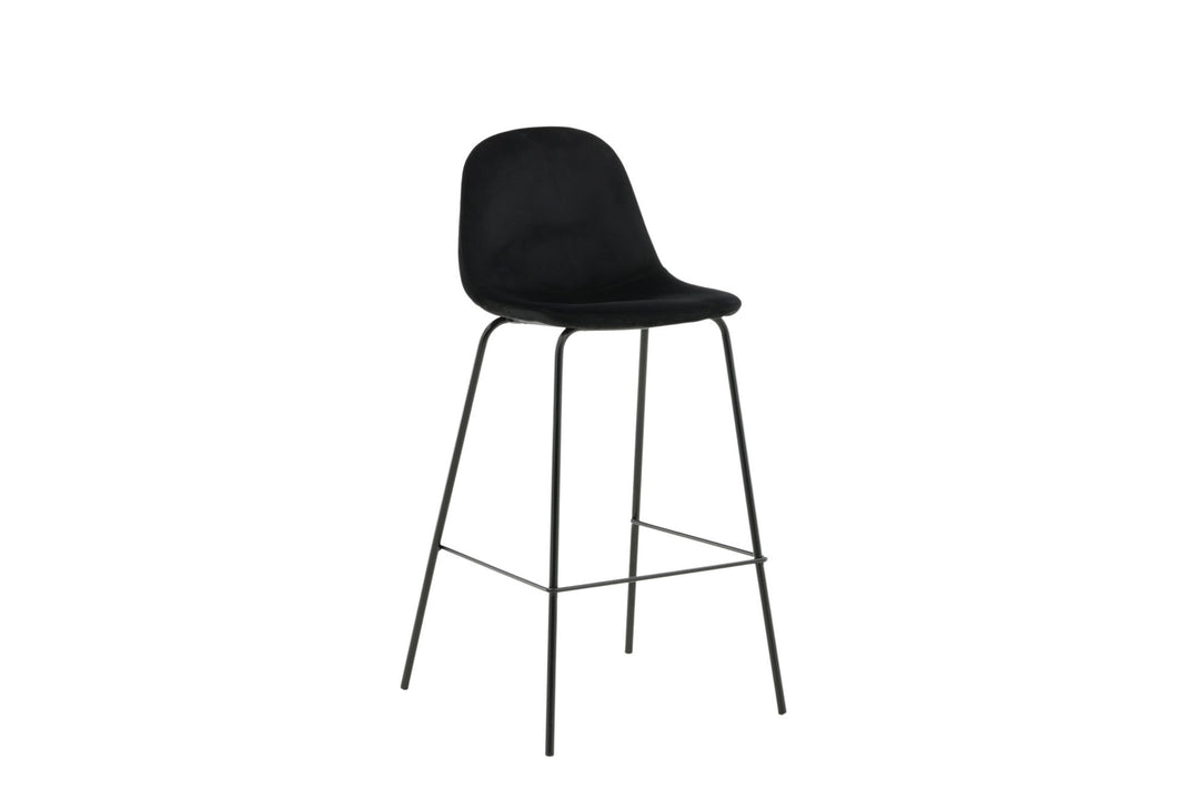 Venture Home Polar Bar Chair 2-pack - Black Velvet - Black Legs