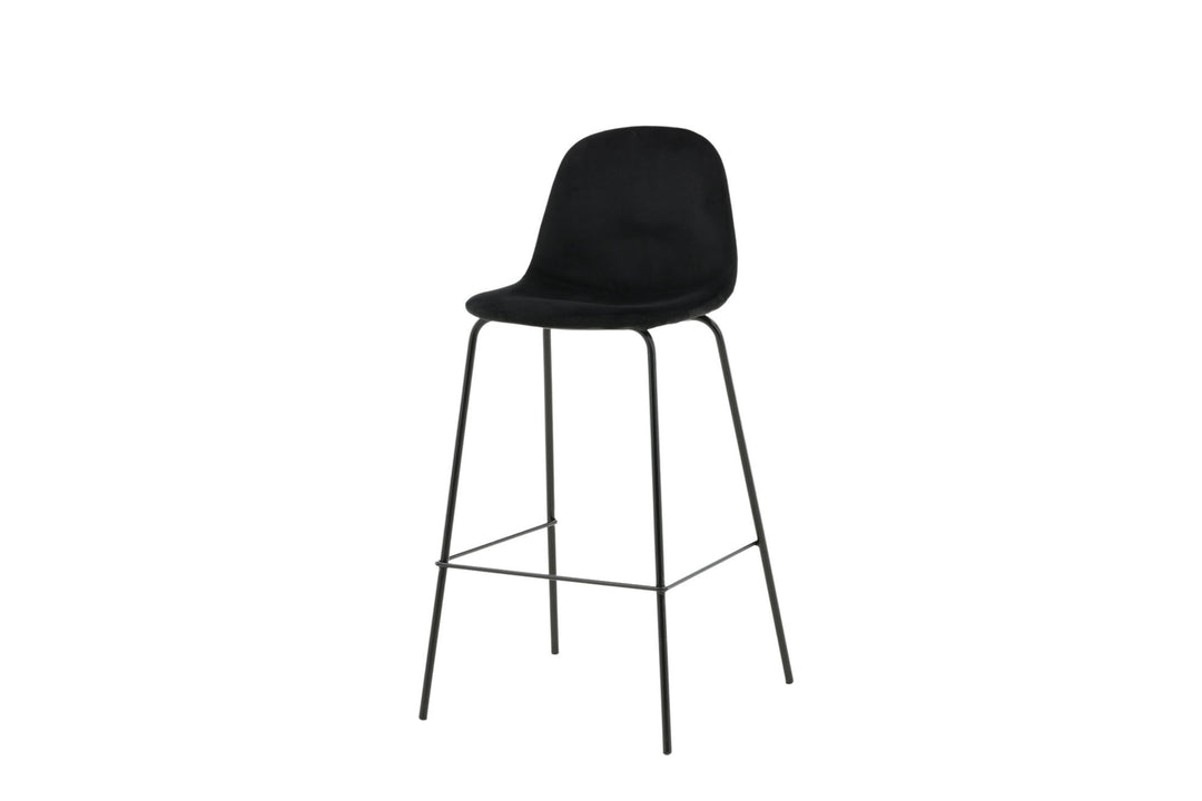Venture Home Polar Bar Chair 2-pack - Black Velvet - Black Legs