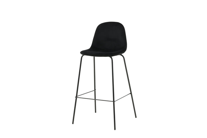 Venture Home Polar Bar Chair 2-pack - Black Velvet - Black Legs
