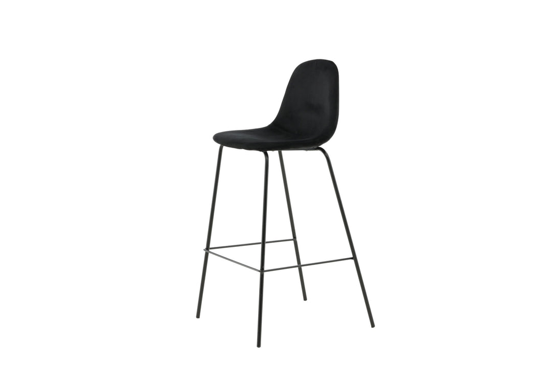 Venture Home Polar Bar Chair 2-pack - Black Velvet - Black Legs