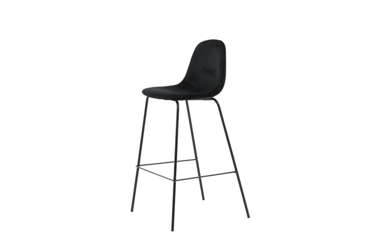 Venture Home Polar Bar Chair 2-pack - Black Velvet - Black Legs