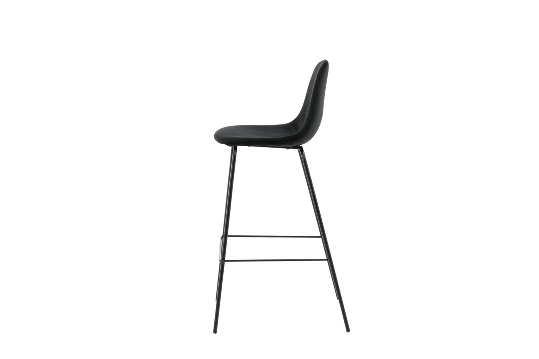 Venture Home Polar Bar Chair 2-pack - Black Velvet - Black Legs