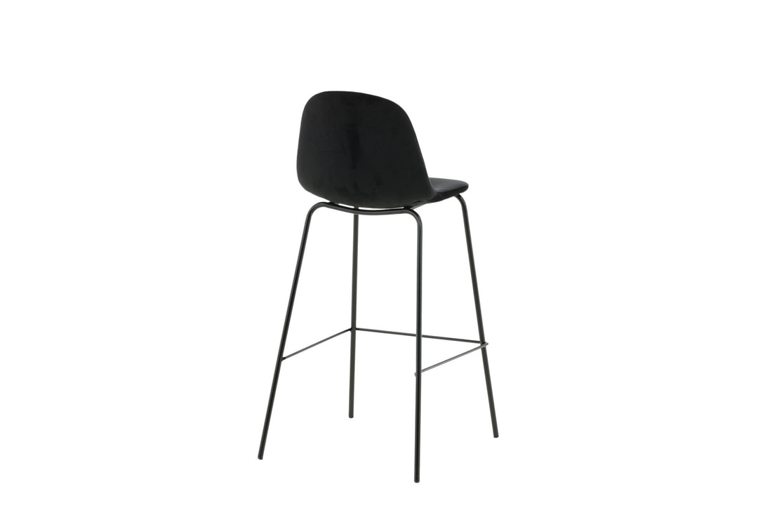 Venture Home Polar Bar Chair 2-pack - Black Velvet - Black Legs