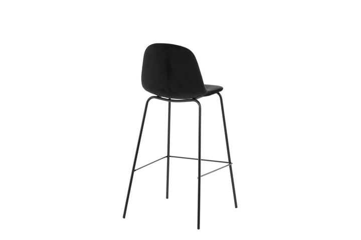 Venture Home Polar Bar Chair 2-pack - Black Velvet - Black Legs
