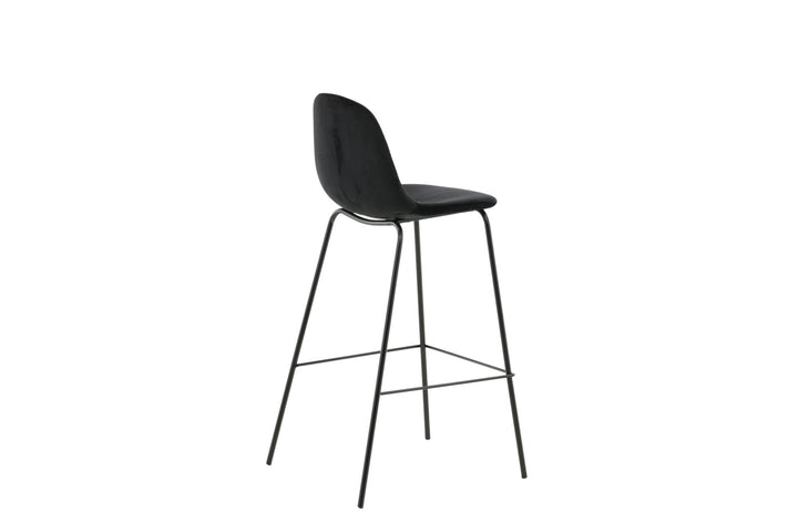 Venture Home Polar Bar Chair 2-pack - Black Velvet - Black Legs