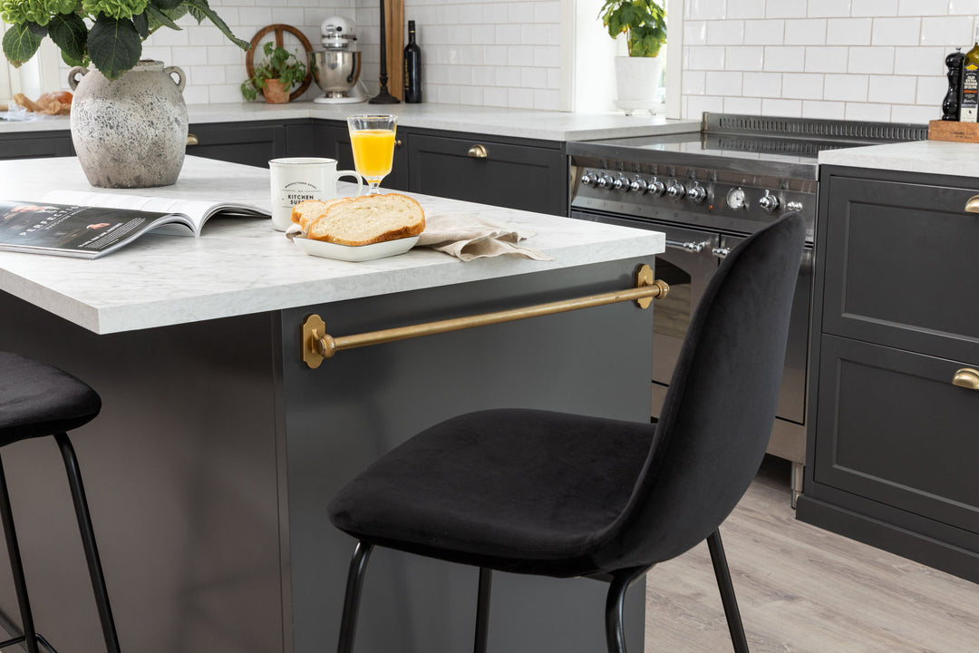 Venture Home Polar Bar Chair 2-pack - Black Velvet - Black Legs