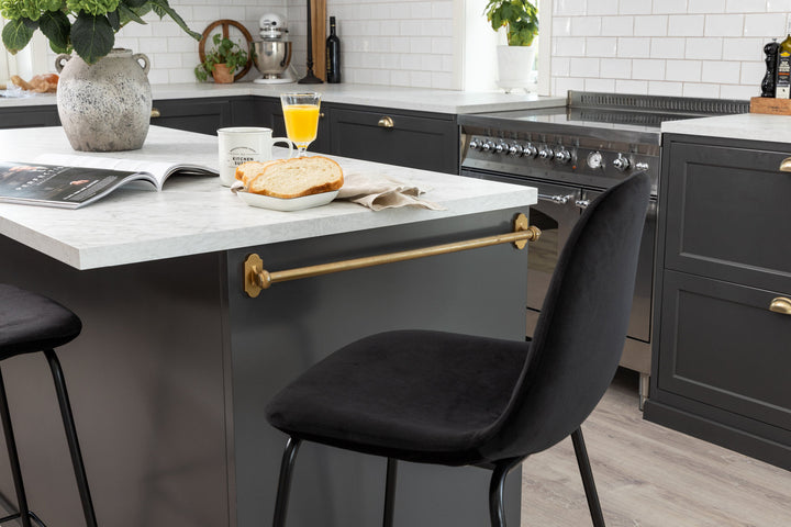 Venture Home Polar Bar Chair 2-pack - Black Velvet - Black Legs