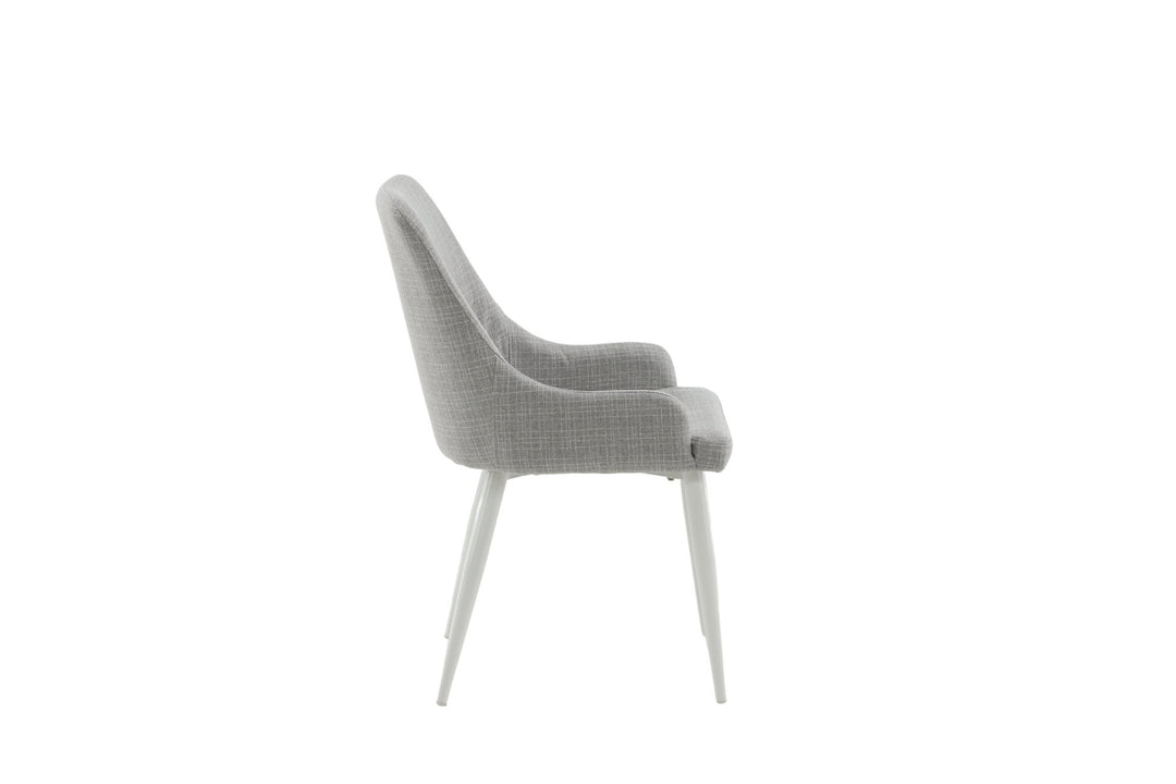 Venture Home Plaza Dining Chair 2-pack - White Legs - Light Grey Fabric