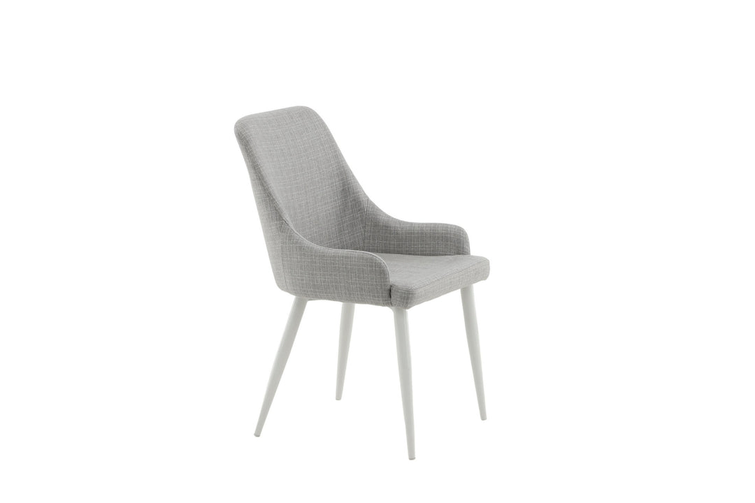 Venture Home Plaza Dining Chair 2-pack - White Legs - Light Grey Fabric