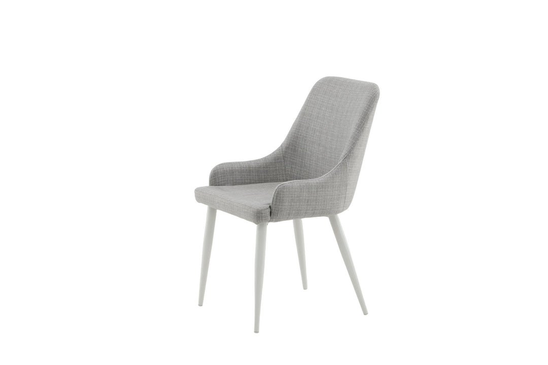 Venture Home Plaza Dining Chair 2-pack - White Legs - Light Grey Fabric