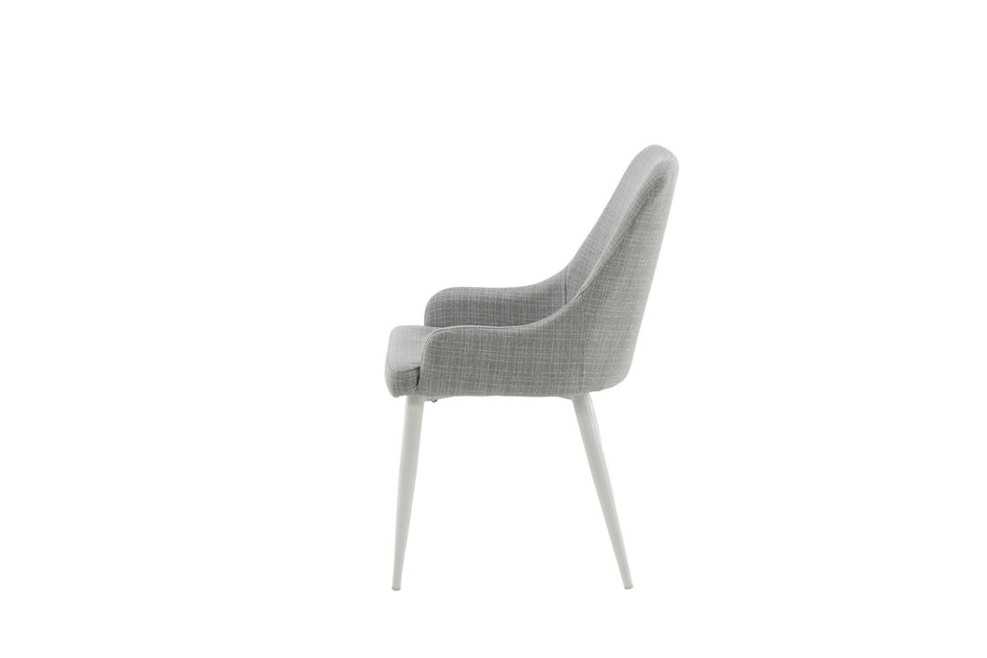 Venture Home Plaza Dining Chair 2-pack - White Legs - Light Grey Fabric