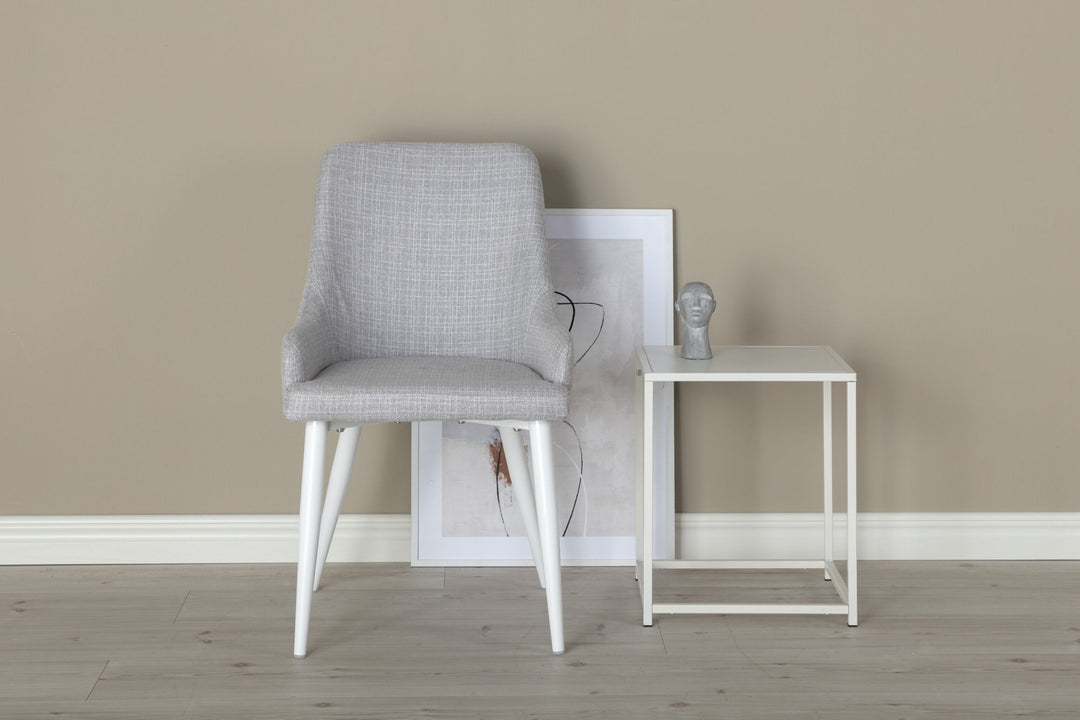 Venture Home Plaza Dining Chair 2-pack - White Legs - Light Grey Fabric
