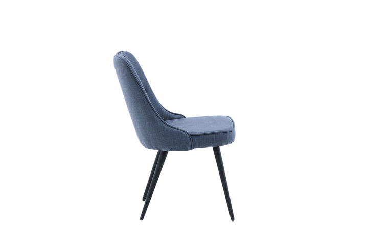 Venture Home Velvet Deluxe Dining Chair 2-pack - Black Legs - Blue Fabric