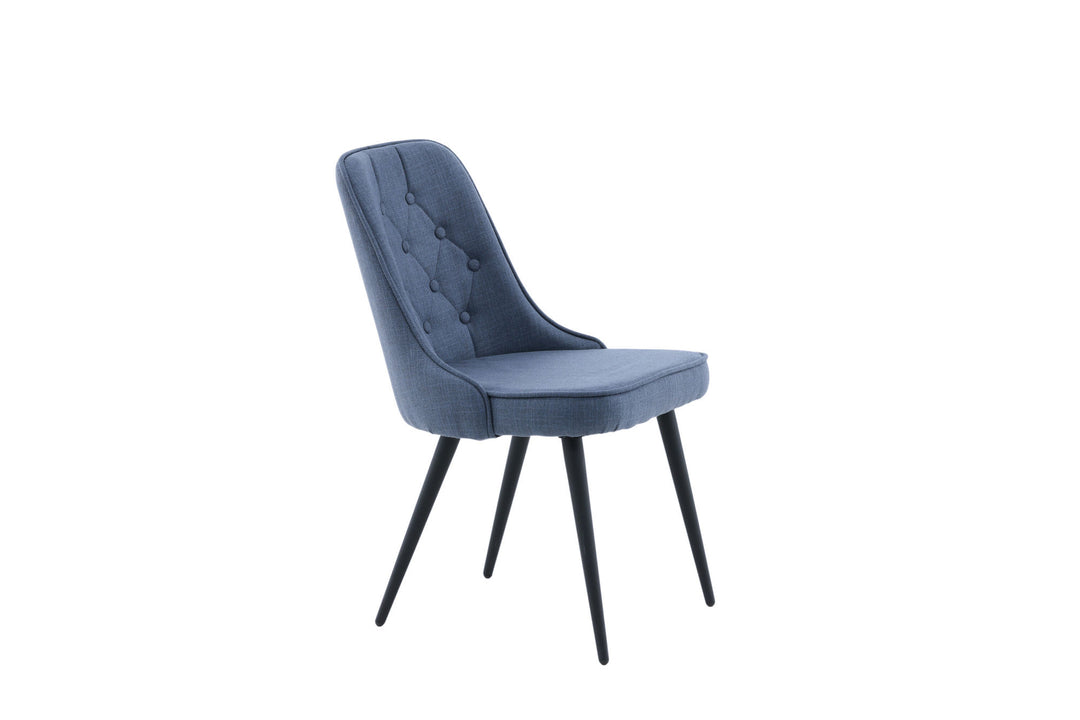 Venture Home Velvet Deluxe Dining Chair 2-pack - Black Legs - Blue Fabric