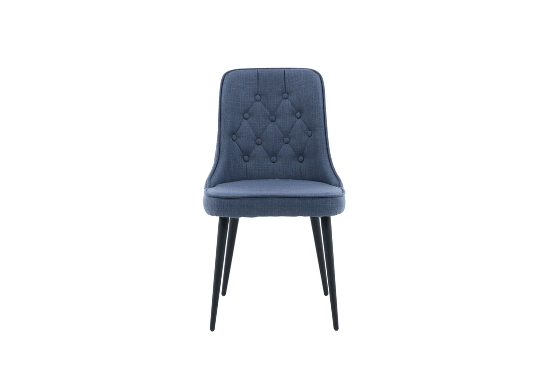 Venture Home Velvet Deluxe Dining Chair 2-pack - Black Legs - Blue Fabric