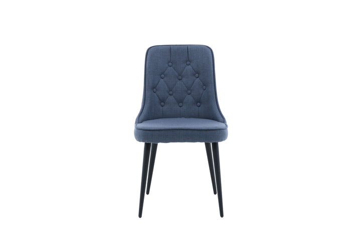 Venture Home Velvet Deluxe Dining Chair 2-pack - Black Legs - Blue Fabric