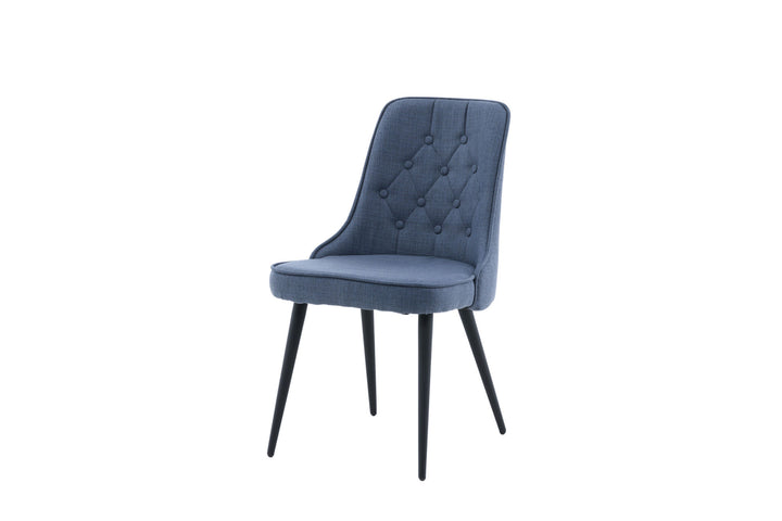 Venture Home Velvet Deluxe Dining Chair 2-pack - Black Legs - Blue Fabric