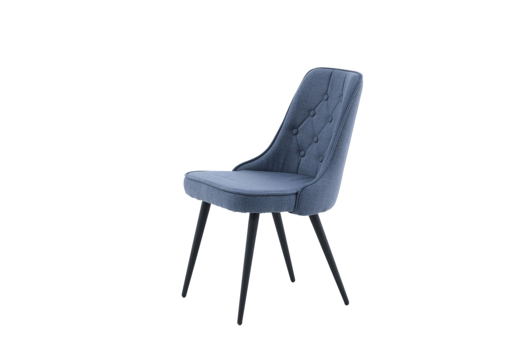 Venture Home Velvet Deluxe Dining Chair 2-pack - Black Legs - Blue Fabric