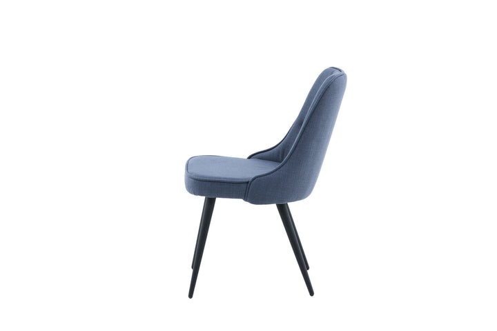 Venture Home Velvet Deluxe Dining Chair 2-pack - Black Legs - Blue Fabric