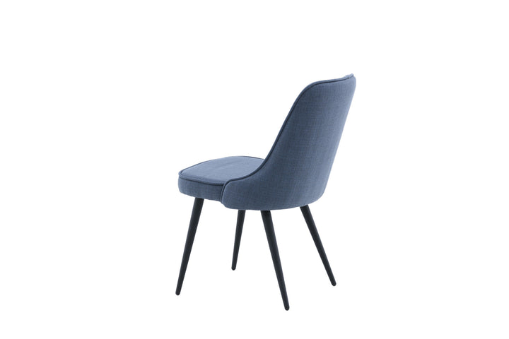 Venture Home Velvet Deluxe Dining Chair 2-pack - Black Legs - Blue Fabric