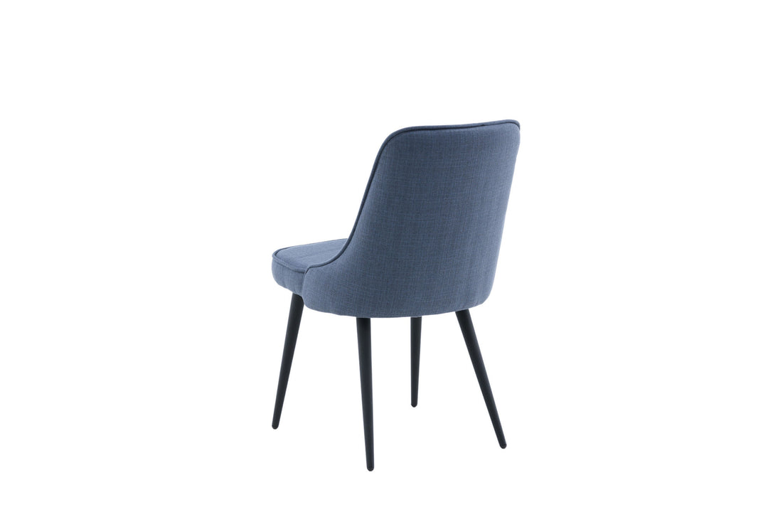 Venture Home Velvet Deluxe Dining Chair 2-pack - Black Legs - Blue Fabric
