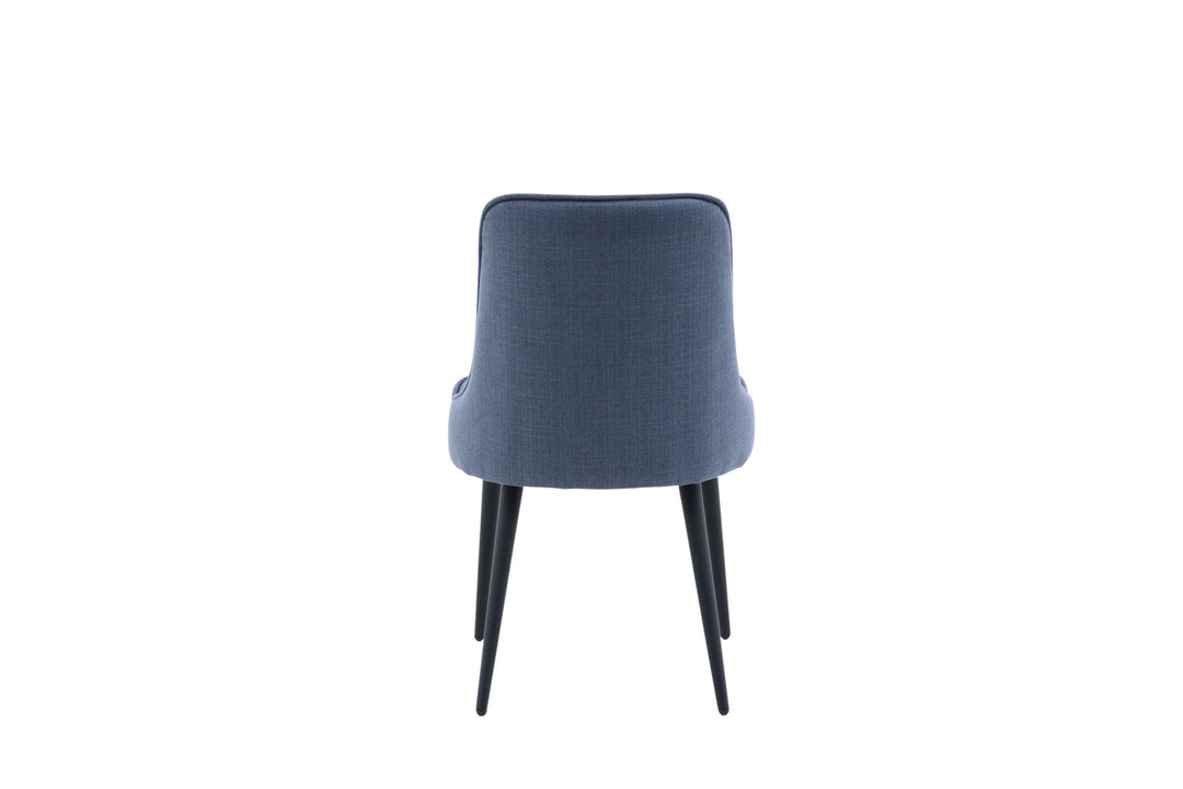 Venture Home Velvet Deluxe Dining Chair 2-pack - Black Legs - Blue Fabric