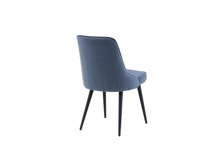 Venture Home Velvet Deluxe Dining Chair 2-pack - Black Legs - Blue Fabric