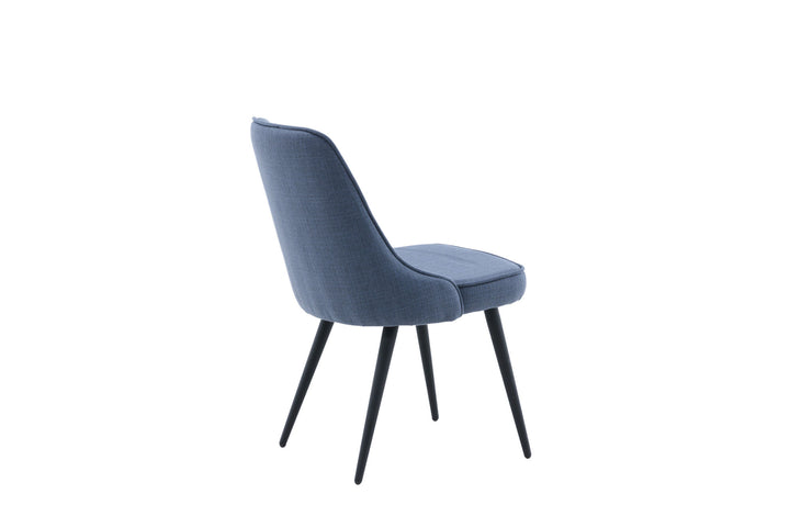 Venture Home Velvet Deluxe Dining Chair 2-pack - Black Legs - Blue Fabric