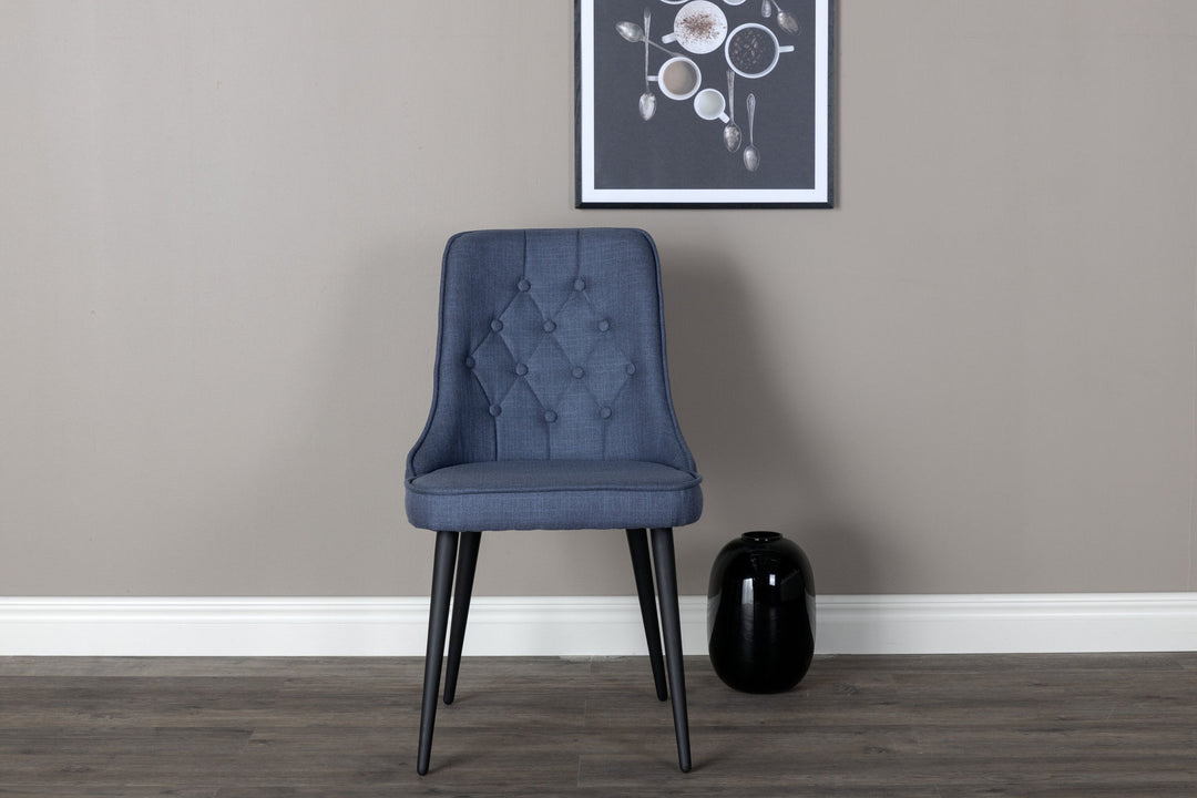 Venture Home Velvet Deluxe Dining Chair 2-pack - Black Legs - Blue Fabric