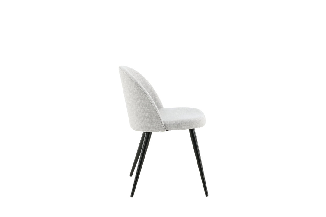 Venture Home Velvet Dining Chair 2-pack - Black Legs - Light Grey Fabric