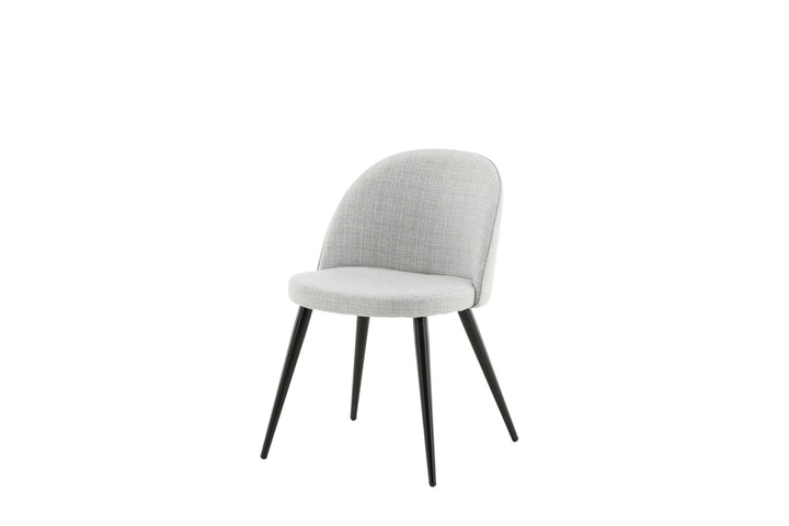 Venture Home Velvet Dining Chair 2-pack - Black Legs - Light Grey Fabric