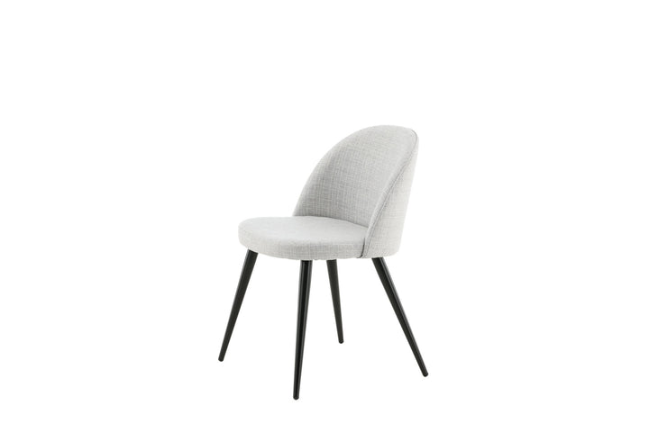Venture Home Velvet Dining Chair 2-pack - Black Legs - Light Grey Fabric