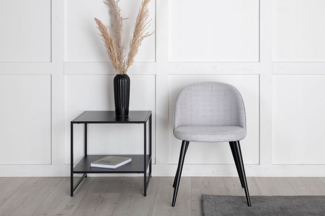 Venture Home Velvet Dining Chair 2-pack - Black Legs - Light Grey Fabric
